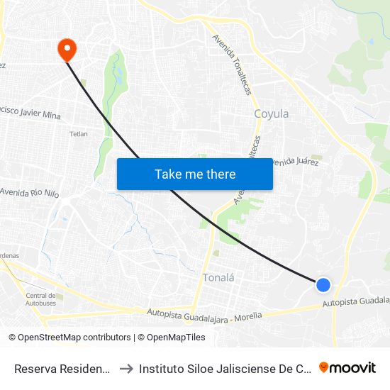 Reserva Residencial El Moral to Instituto Siloe Jalisciense De Ciencias De La Salud map
