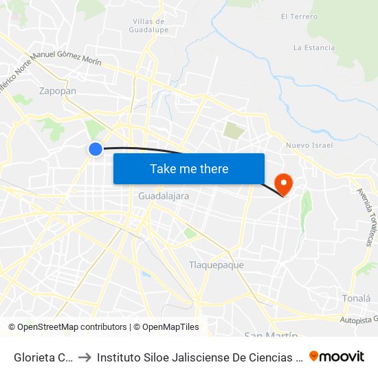 Glorieta Colón to Instituto Siloe Jalisciense De Ciencias De La Salud map