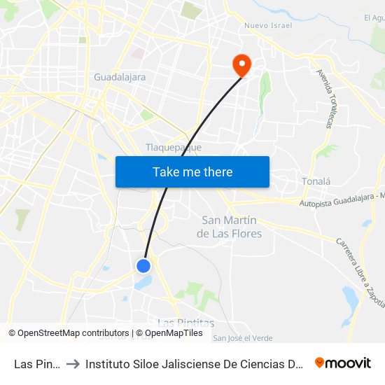 Las Pintas to Instituto Siloe Jalisciense De Ciencias De La Salud map