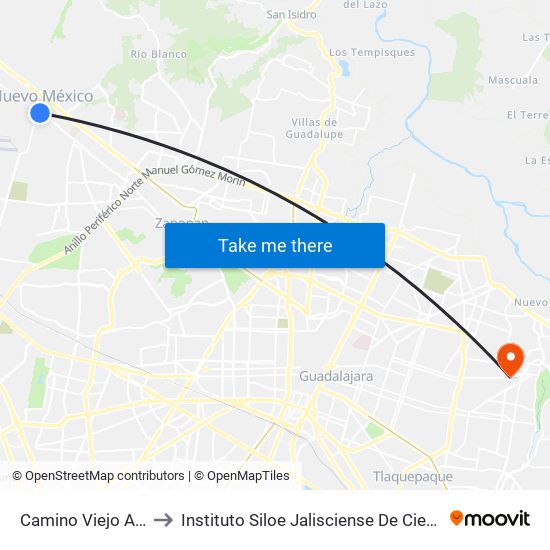 Camino Viejo A Tesistán to Instituto Siloe Jalisciense De Ciencias De La Salud map