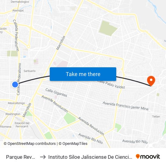 Parque Revolución to Instituto Siloe Jalisciense De Ciencias De La Salud map