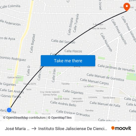 José María Verea to Instituto Siloe Jalisciense De Ciencias De La Salud map