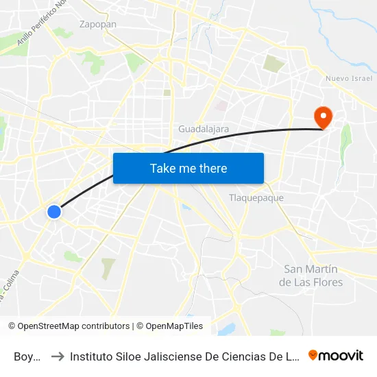 Boyero to Instituto Siloe Jalisciense De Ciencias De La Salud map