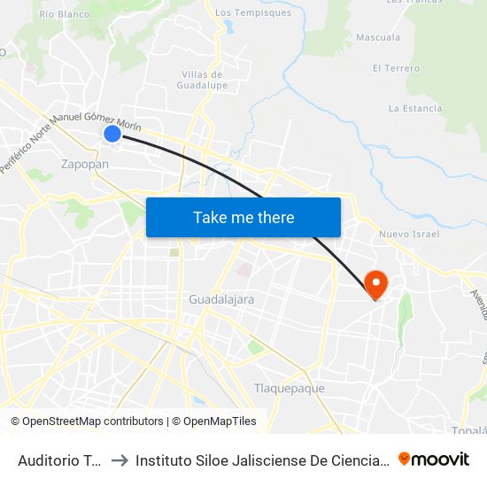 Auditorio Telmex to Instituto Siloe Jalisciense De Ciencias De La Salud map