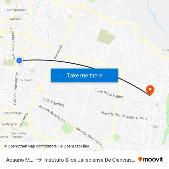 Acuario Michín to Instituto Siloe Jalisciense De Ciencias De La Salud map