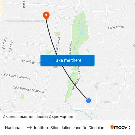 Nacionalismo to Instituto Siloe Jalisciense De Ciencias De La Salud map