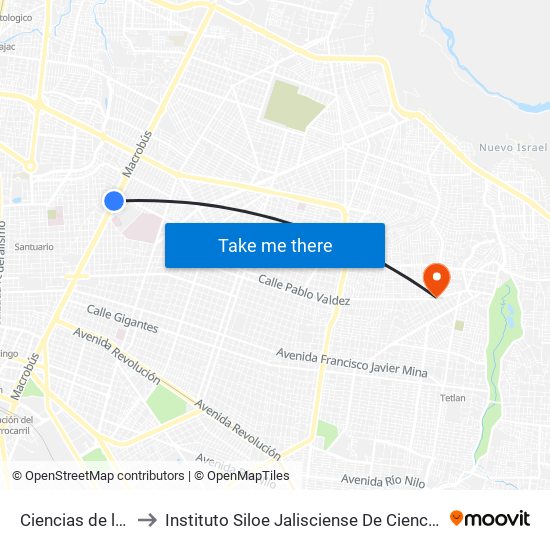 Ciencias de la Salud to Instituto Siloe Jalisciense De Ciencias De La Salud map