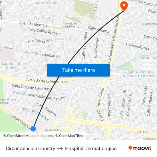 Circunvalación Country to Hospital Dermatologico map