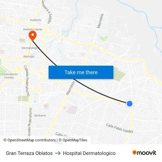 Gran Terraza Oblatos to Hospital Dermatologico map