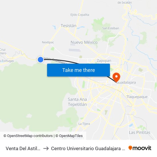 Venta Del Astillero to Centro Universitario Guadalajara Lamar map