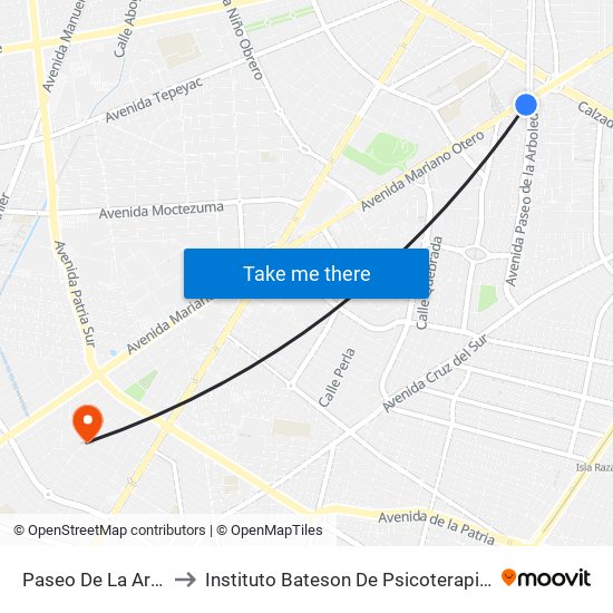 Paseo de la Arboleda to Instituto Bateson De Psicoterapia Sistemica map