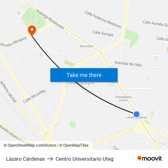 Lázaro Cárdenas to Centro Universitario Uteg map