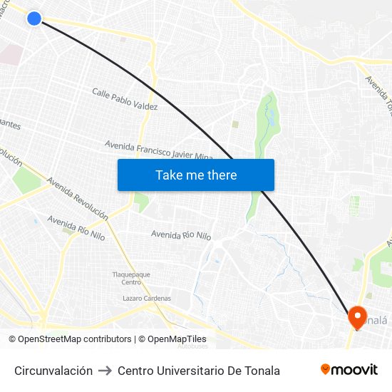 Circunvalación to Centro Universitario De Tonala map