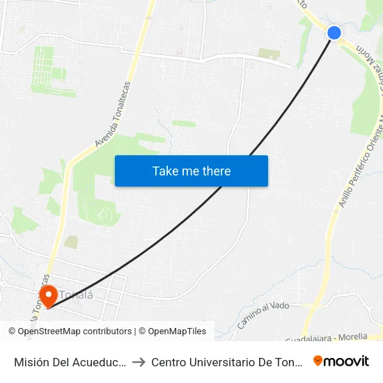 Misión Del Acueducto to Centro Universitario De Tonala map