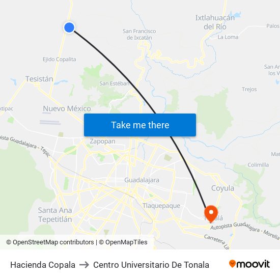 Hacienda Copala to Centro Universitario De Tonala map