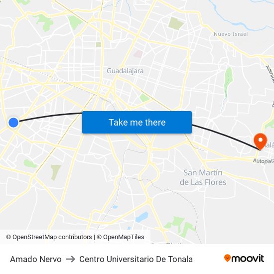 Amado Nervo to Centro Universitario De Tonala map