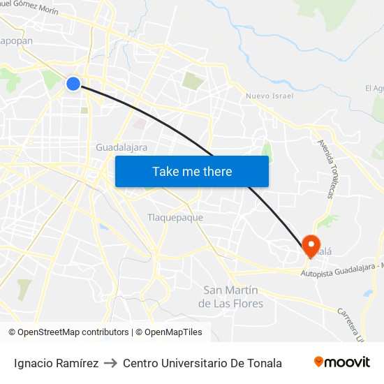 Ignacio Ramírez to Centro Universitario De Tonala map