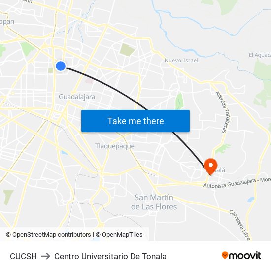 CUCSH to Centro Universitario De Tonala map