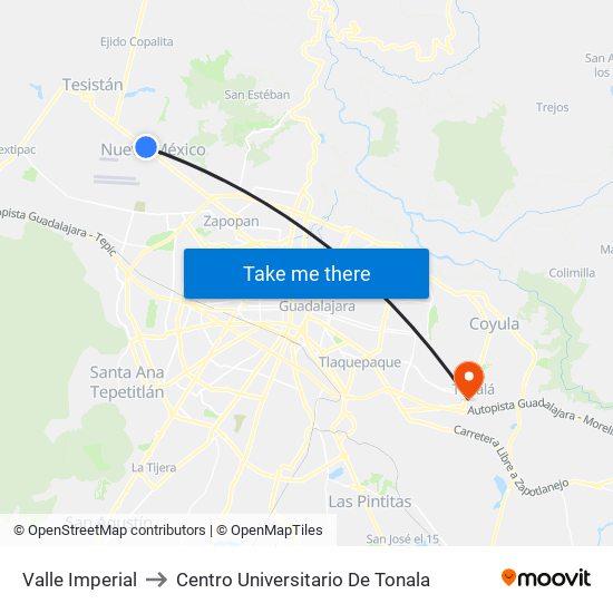 Valle Imperial to Centro Universitario De Tonala map