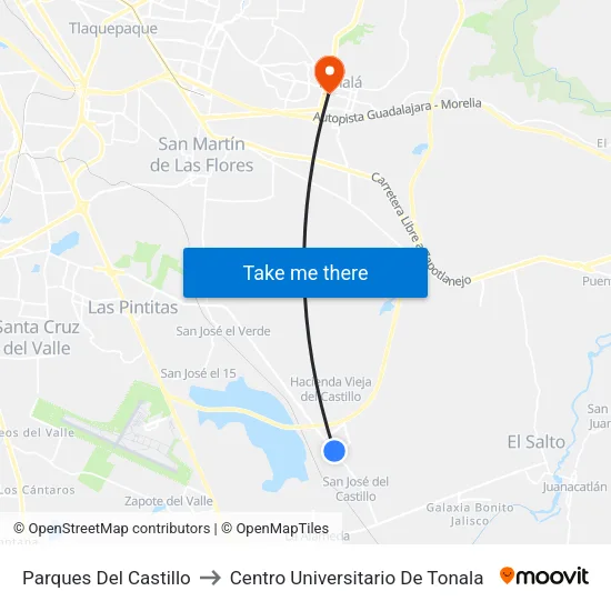 Parques Del Castillo to Centro Universitario De Tonala map