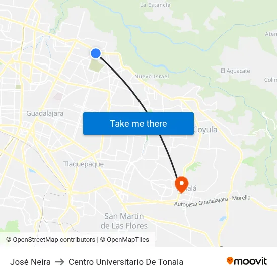 José Neira to Centro Universitario De Tonala map