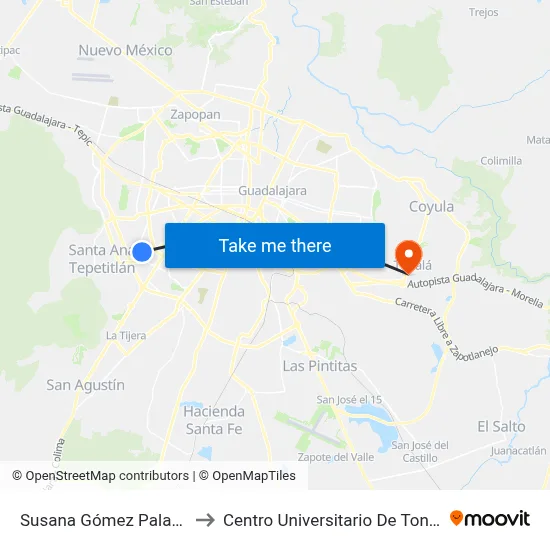 Susana Gómez Palafox to Centro Universitario De Tonala map