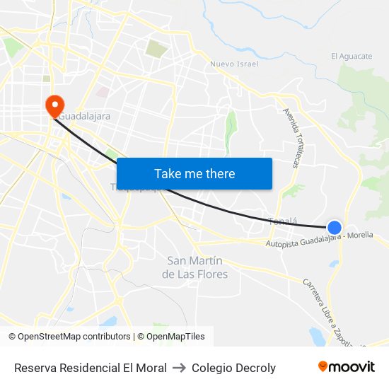 Reserva Residencial El Moral to Colegio Decroly map