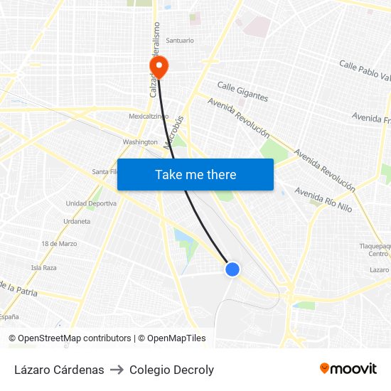 Lázaro Cárdenas to Colegio Decroly map