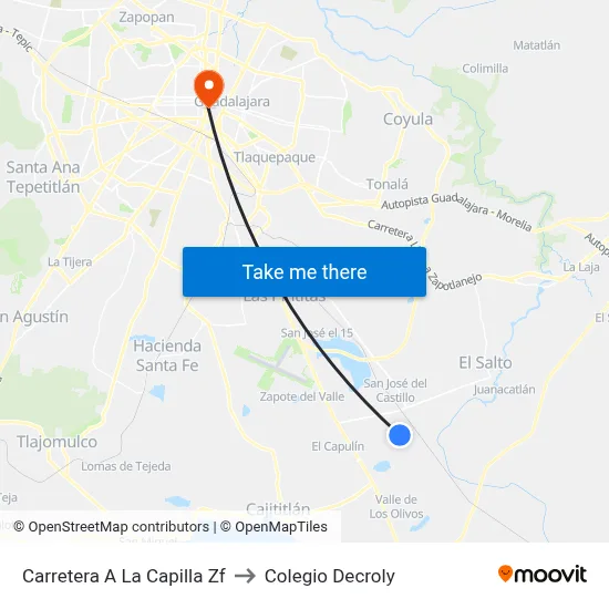 Carretera A La Capilla Zf to Colegio Decroly map