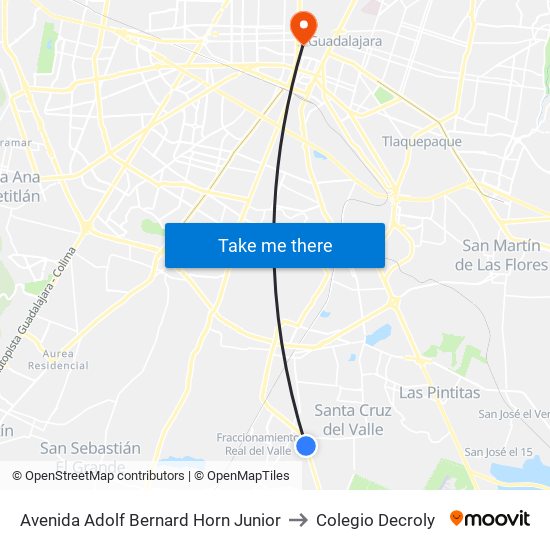 Avenida Adolf Bernard Horn Junior to Colegio Decroly map