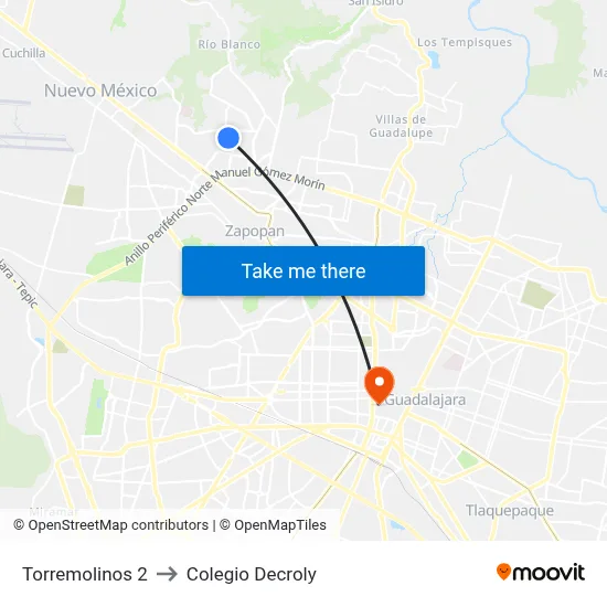 Torremolinos 2 to Colegio Decroly map