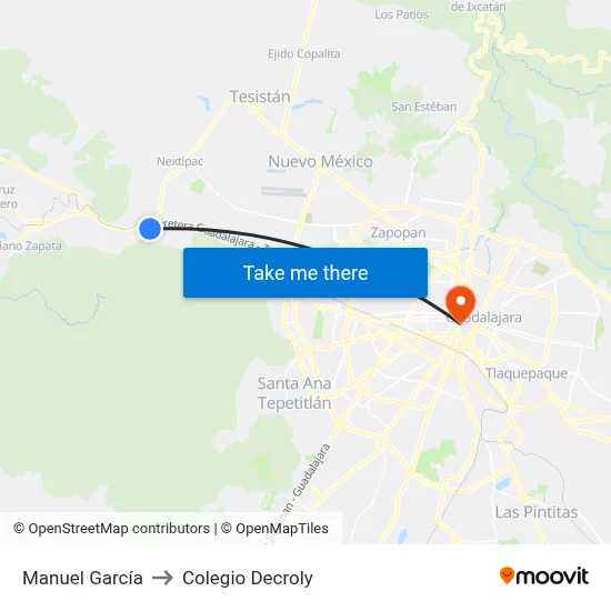 Manuel García to Colegio Decroly map