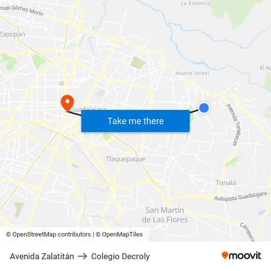 Avenida Zalatitán to Colegio Decroly map