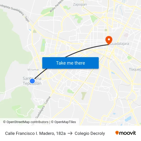 Calle Francisco I. Madero, 182a to Colegio Decroly map