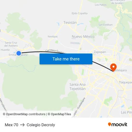 Mex-70 to Colegio Decroly map