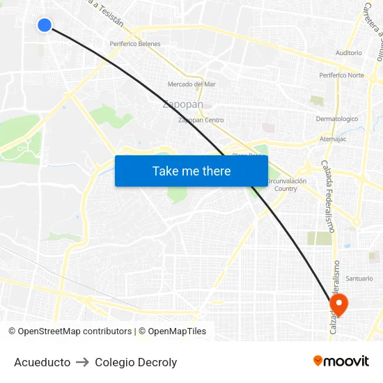 Acueducto to Colegio Decroly map