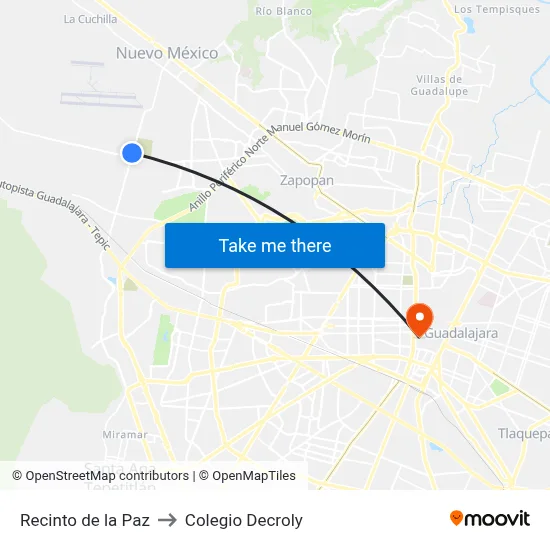 Recinto de la Paz to Colegio Decroly map