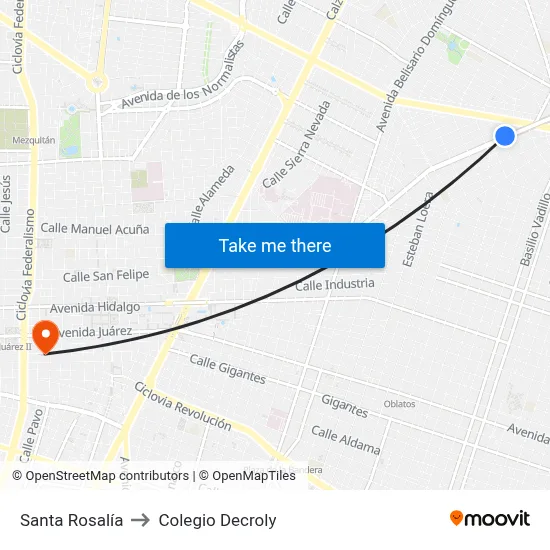 Santa Rosalía to Colegio Decroly map