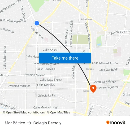 Mar Báltico to Colegio Decroly map