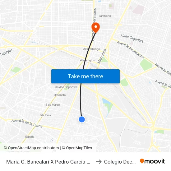 María C. Bancalari X Pedro García Conde to Colegio Decroly map