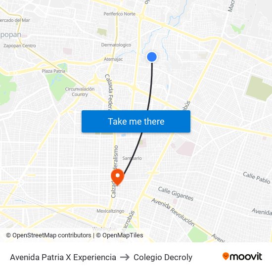 Avenida Patria X Experiencia to Colegio Decroly map