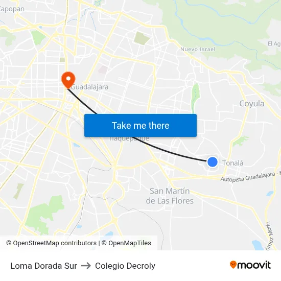 Loma Dorada Sur to Colegio Decroly map