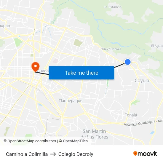 Camino a Colimilla to Colegio Decroly map
