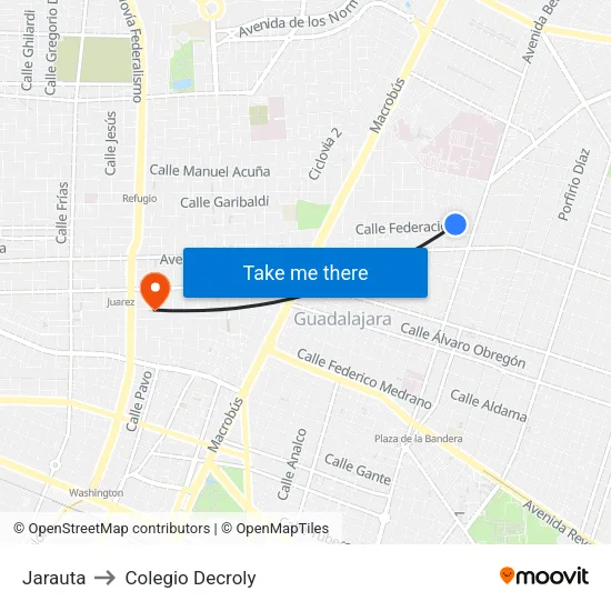 Jarauta to Colegio Decroly map