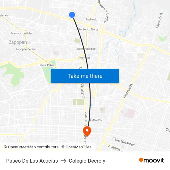 Paseo De Las Acacias to Colegio Decroly map