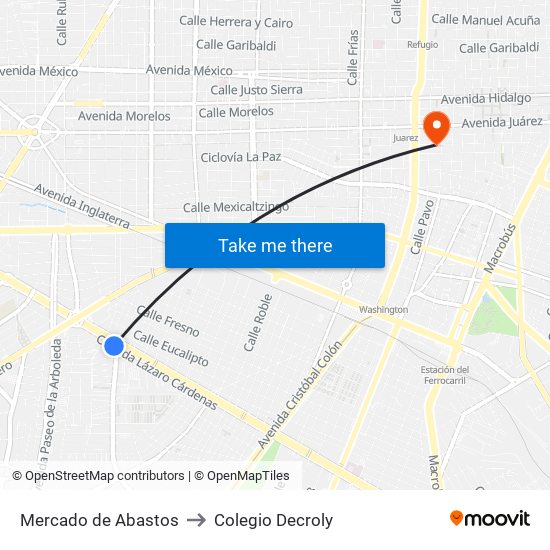 Mercado de Abastos to Colegio Decroly map