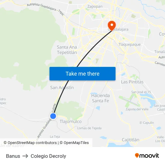 Banus to Colegio Decroly map