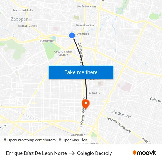 Enrique Díaz De León Norte to Colegio Decroly map