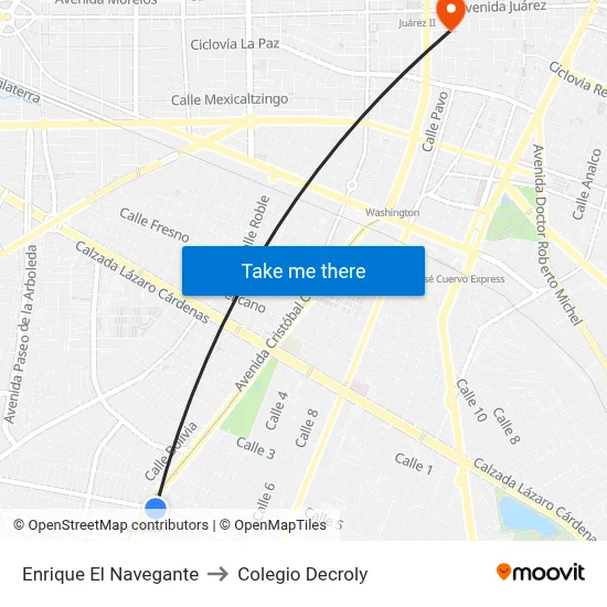 Enrique El Navegante to Colegio Decroly map