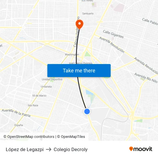 López de Legazpi to Colegio Decroly map